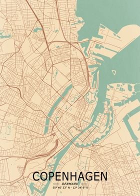 Copenhagen Vintage Map