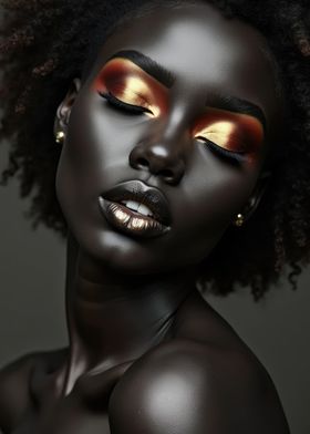 Black Woman with Gold Makeup