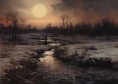 Winter Sunset Landscape