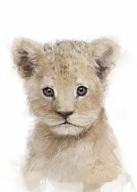 Cute Lion Cub Watercolor