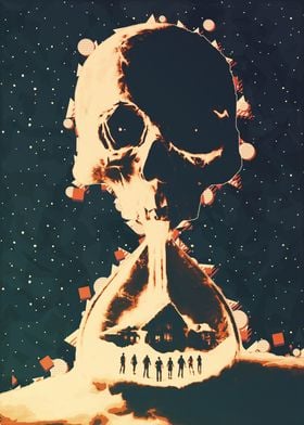 Hourglass Skull Poster