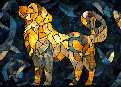 Geometric Stained Glass Dog