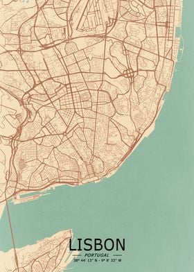 Lisbon Vintage Map