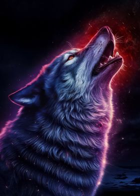 Wolf Howling at the Stars