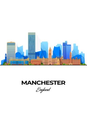 Manchester England City Skyline