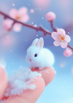 Cute Tiny Bunny in Bloom