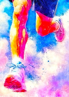 Running Shoes Watercolor