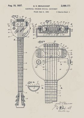 Rickenbacker Frying Pan Lap Steel Guitar Patent