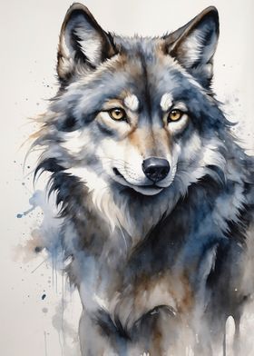 Wolf Watercolor Painting