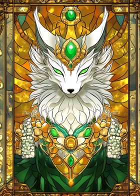 Regal Fox: Crowned in Stained Glass