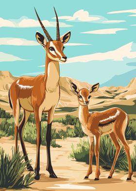 Gazelle Mother and Fawn