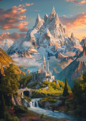 Dreamy Castle In Mountains