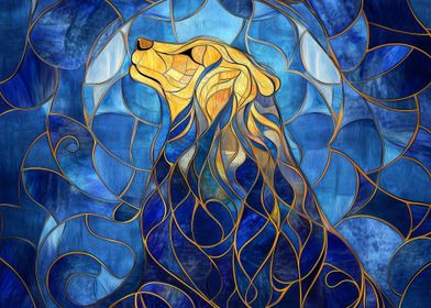 Serene Bear: Stained Glass Reflection