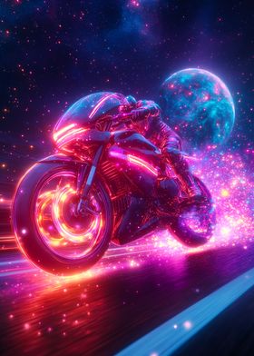 Neon Motorcycle Rider