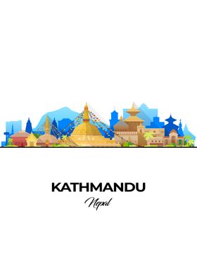 Kathmandu Skyline Illustration