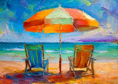 Beach Chairs and Umbrella