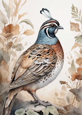 Watercolor Quail Painting