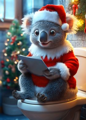 Koala Santa on Toilet