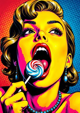 Pop Art Woman with Lollipop