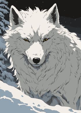 White Snow Wolf Illustration