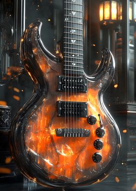 Fiery Electric Guitar