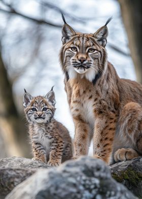 Lynx Mother and Cub