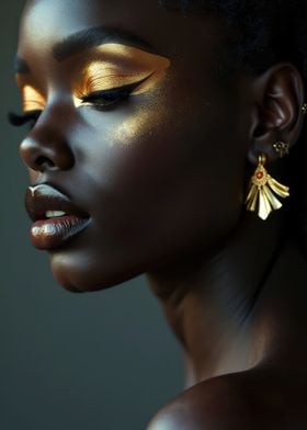 Black Goddess with Golden make-up