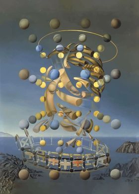 Salvador Dali Surrealist Portrait with Spheres