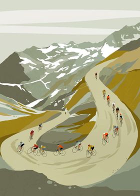 Cyclists in Mountain Pass