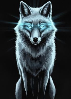 White Wolf with Glowing Eyes