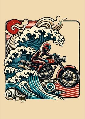 Motorcycle Wave Rider Ukiyo-e