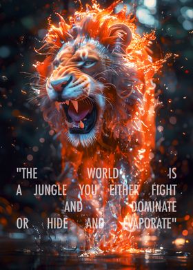 Fiery Lion in Jungle