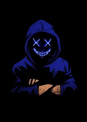 Blue Neon Mask Hoodie