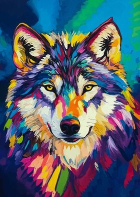 Colorful Wolf Portrait