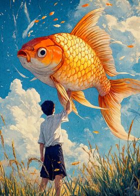 Boy Holding Goldfish