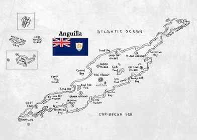 Handdrawn Map of Anguilla