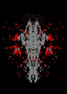 Rorschach Red and Grey Ink Blot