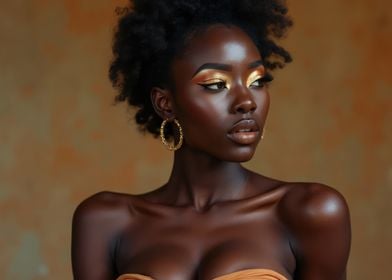 Black Gloddess with Gold Makeup