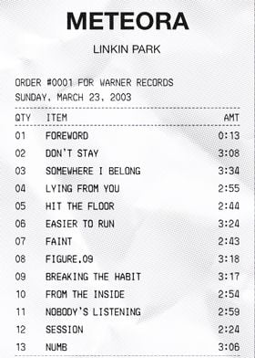 Linkin Park Receipt