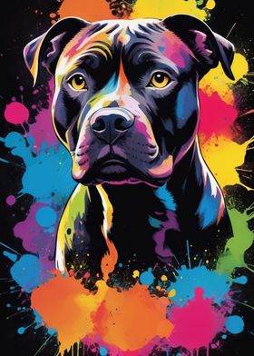 Colorful Pitbull Portrait