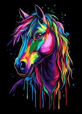 Pop Art Rainbow Horse