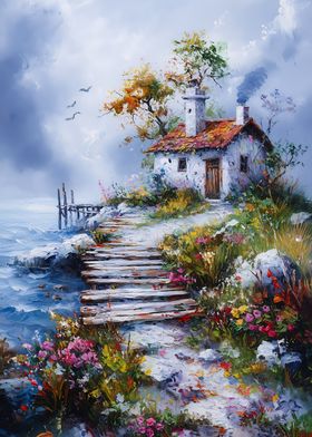 Coastal Cottage Painting