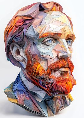 Paper Art Portrait of Van Gogh