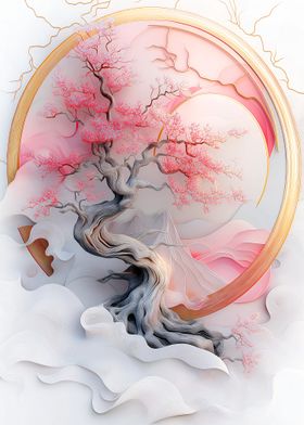 Pink Blossom Tree Art