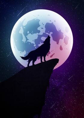 Wolf Howling at the Moon