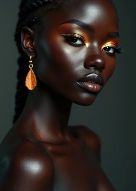 Black Woman with Gold Makeup