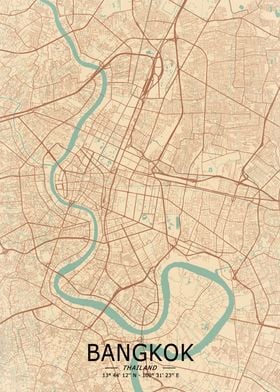 Bangkok Vintage Map