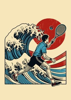 Tennis Wave Ukiyo-e Japanese