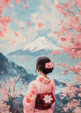 Mount Fuji Sakura Painting