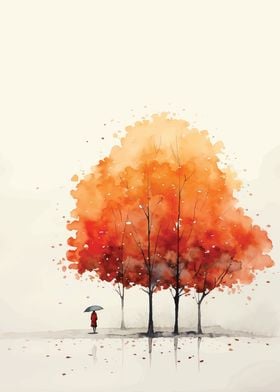 Autumn Watercolor Landscape